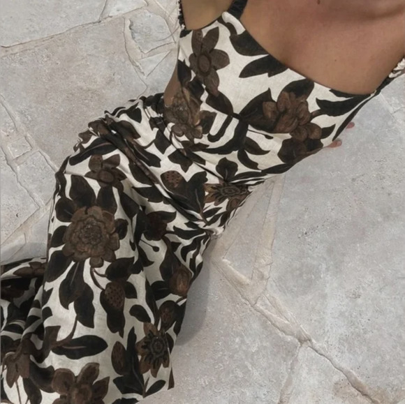 Brown Printed Maxi Dresses